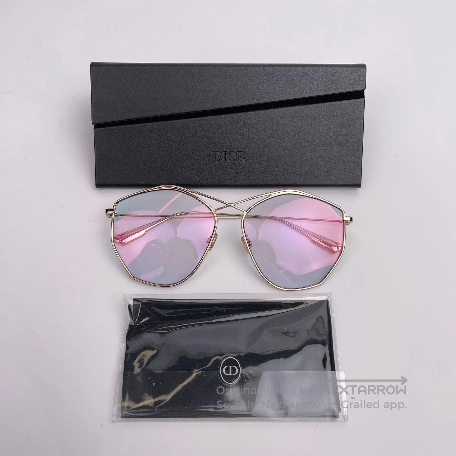 Dior Dior Gold Polygon Transparent Pink Lenses| Size ONE SIZE - 2 Thumbnail