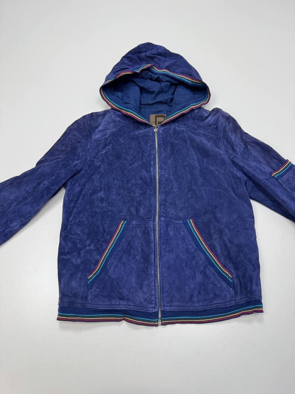 Vera Pelle Vintage Vera Pelle Suede Hooded Jacket Purple Rainbow Trim Size L / US 10 / IT 46 - 2 Thumbnail