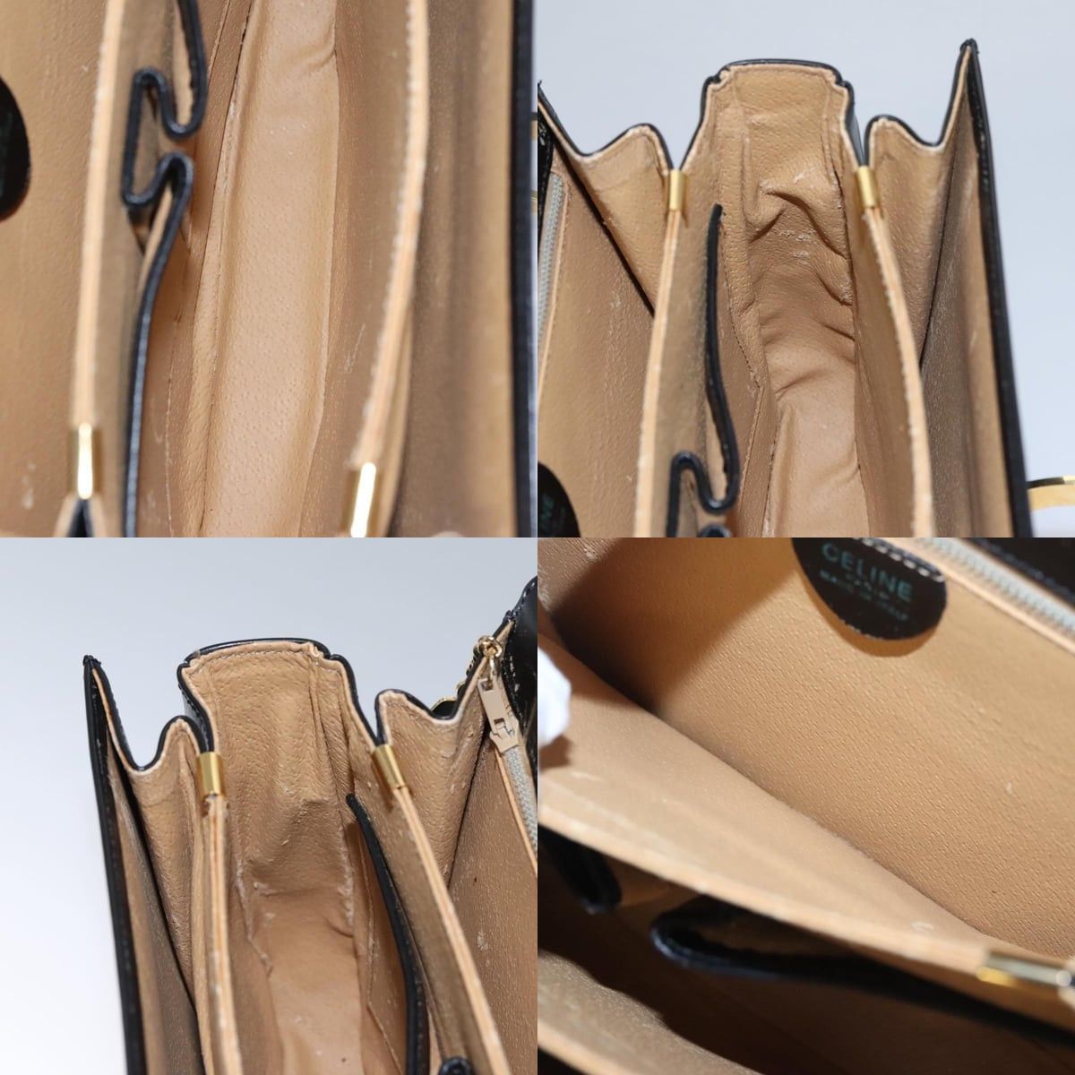 Celine CELINE Hand Bag Leather Black Gold Size ONE SIZE - 12 Thumbnail