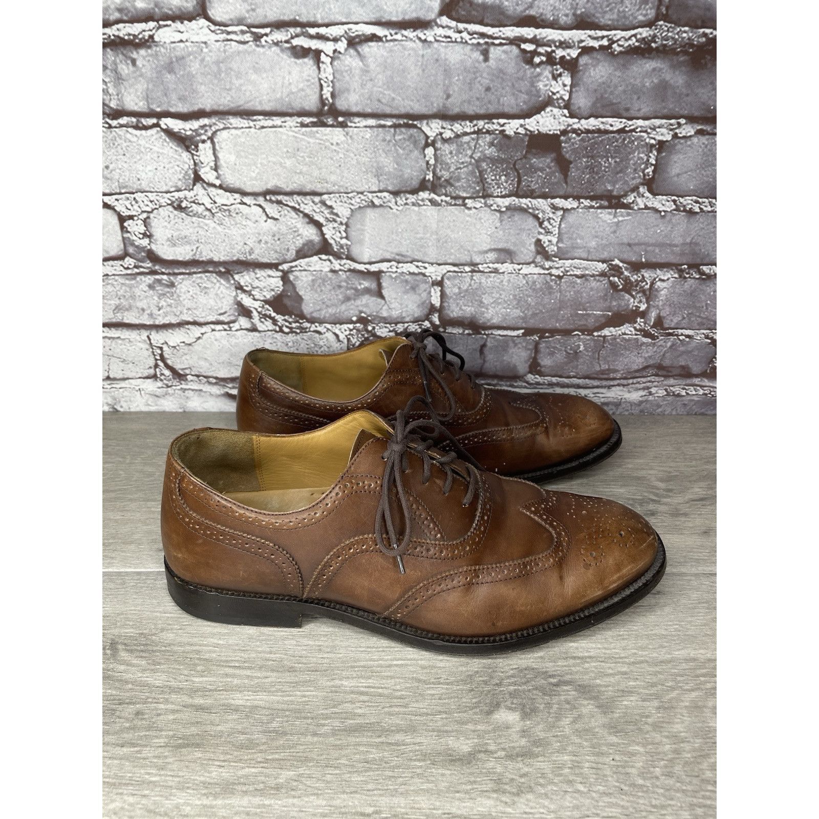 Lands' End Lands End Brown Leather WingTip Oxfords Lace Up Dress Shoes Size US 10.5 / EU 43-44 - 11 Thumbnail