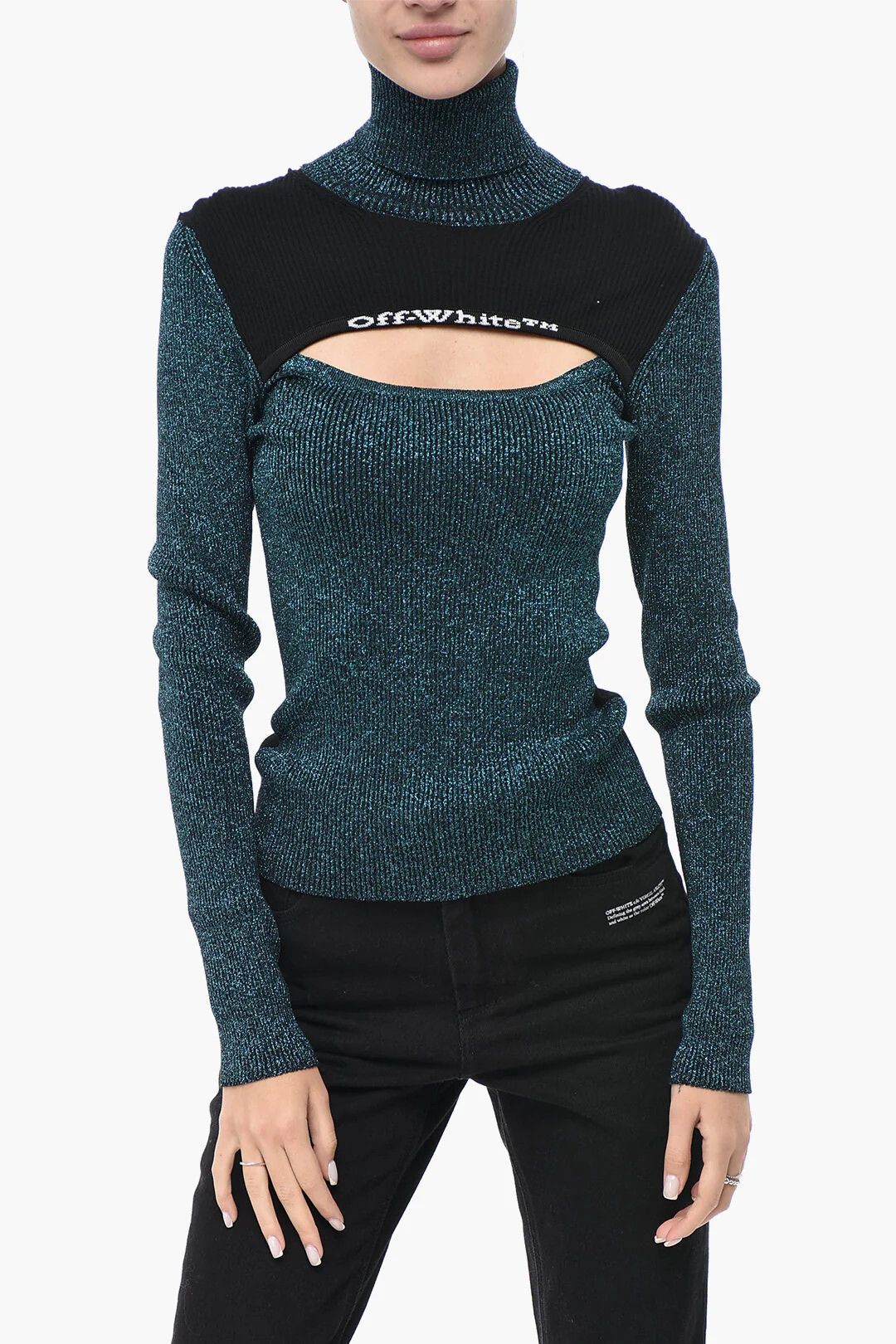 Off-White og1mm0426 Lurex Turtleneck Sweater in Light Blue Size S / US 4 / IT 40 - 1 Thumbnail