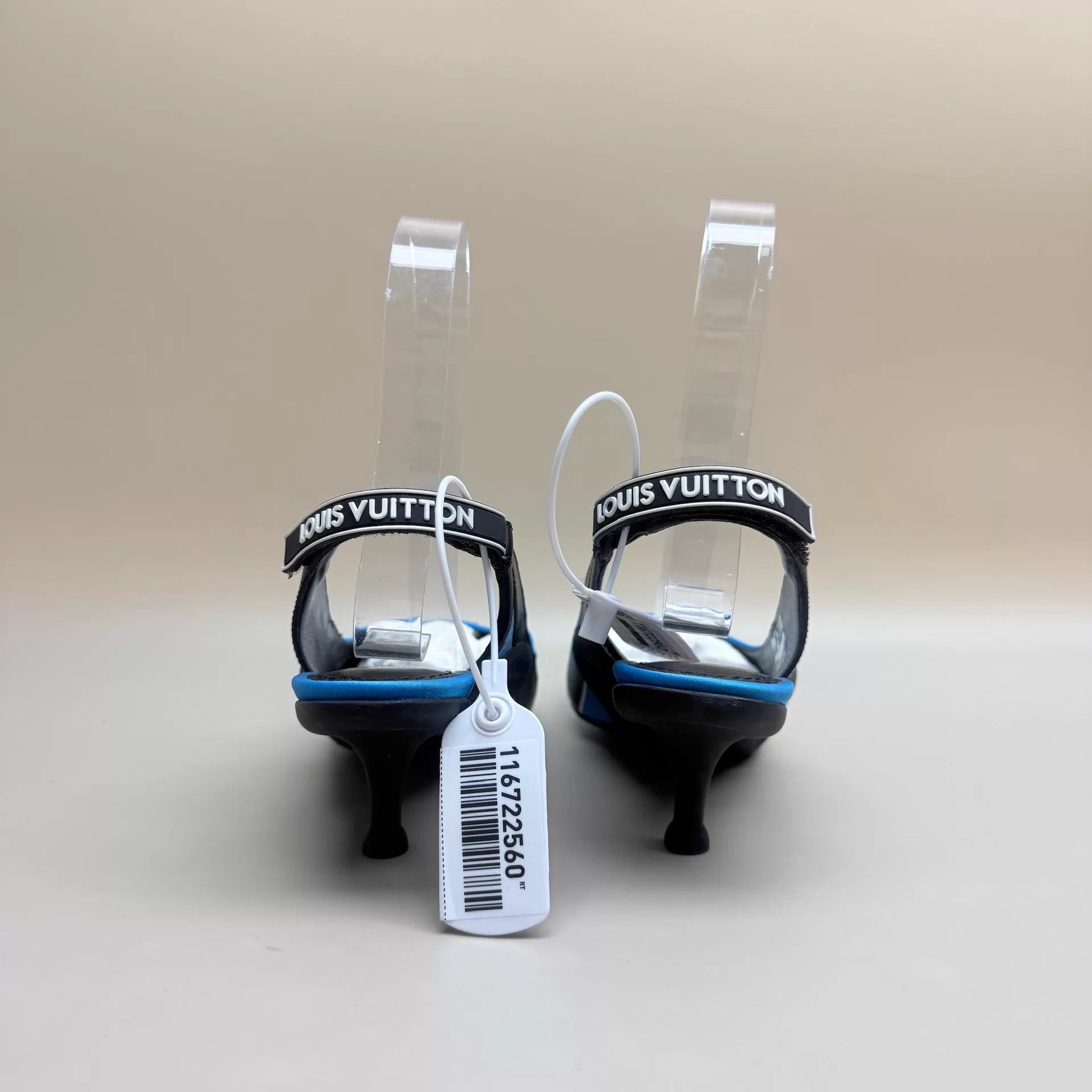 Louis Vuitton LV Black Blue Logo Heels 36 Mint Size US 5.5 / IT 35.5 - 3 Thumbnail