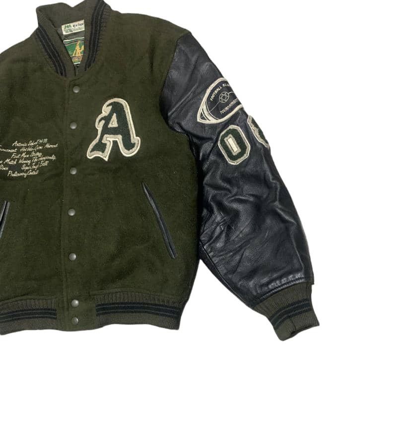 Japanese Brand Vintage 80s Machope Wool Varsity Jacket Sleeve Leather Size US M / EU 48-50 / 2 - 3 Thumbnail