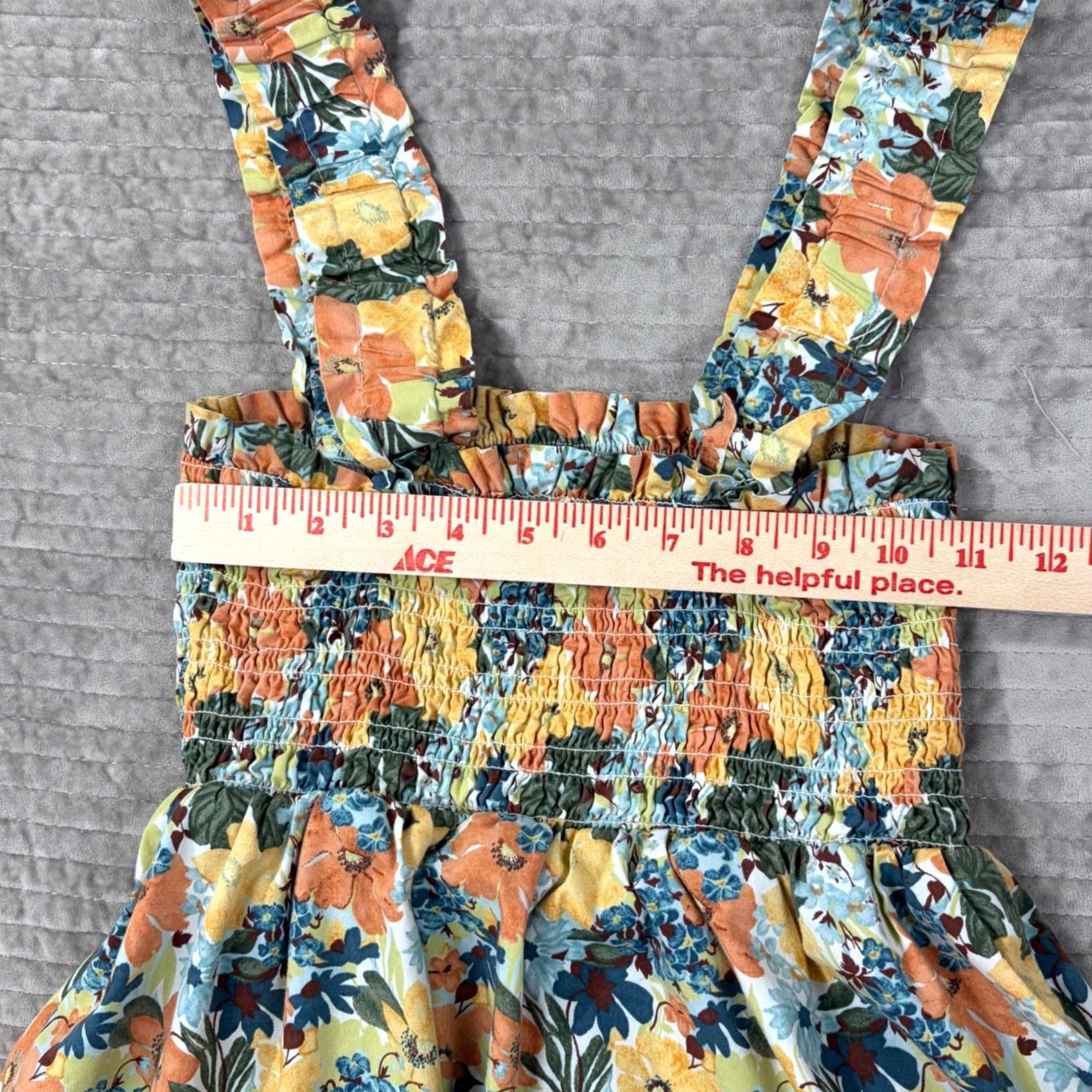 Abercrombie & Fitch VINTAGE Abercrombie & Fitch Floral Smocked Mini Dress Yellow Orange Blue Ruffle Size MT Size M / US 6-8 / IT 42-44 - 7 Thumbnail