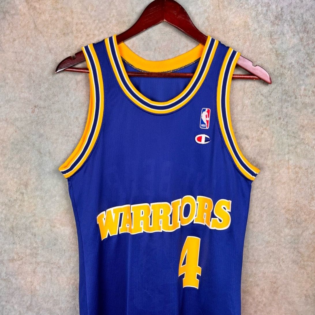 Champion × NBA × Vintage VTG 90s Chris Webber Golden State Warriors Jersey Sz M Blue Size US M / EU 48-50 / 2 - 3 Thumbnail