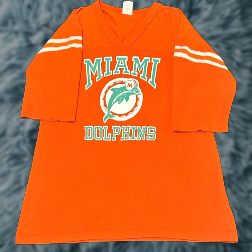 Logo 7 VINTAGE Miami Dolphins NFL Classic Logo 1980s VTG Shirt L Orange Men's Large 80s Sports Logo Size US L / EU 52-54 / 3 - 1 Thumbnail