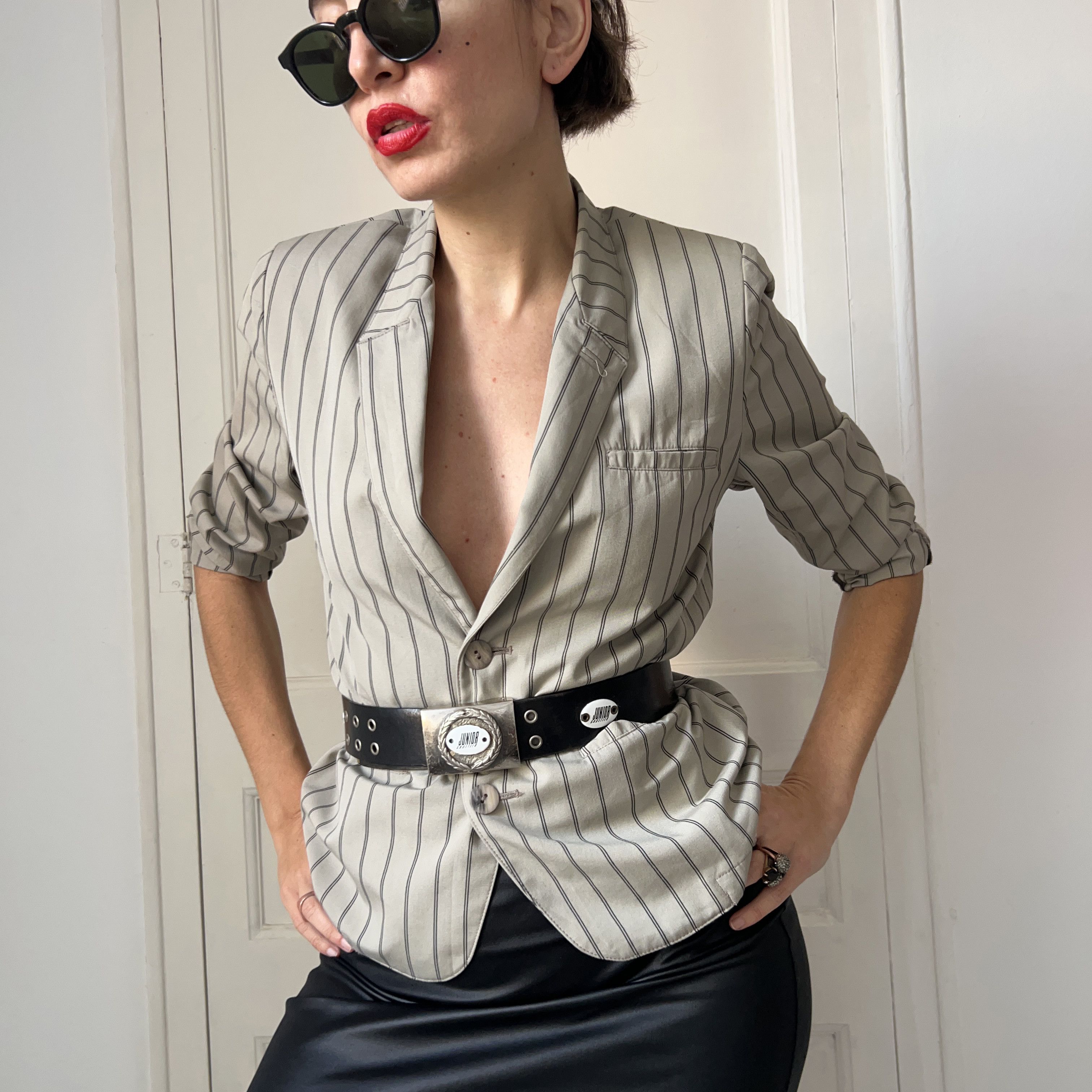 Vintage Vintage 90s Pinstripe Blazer Petite Fit Size XS / US 0-2 / IT 36-38 - 6 Thumbnail
