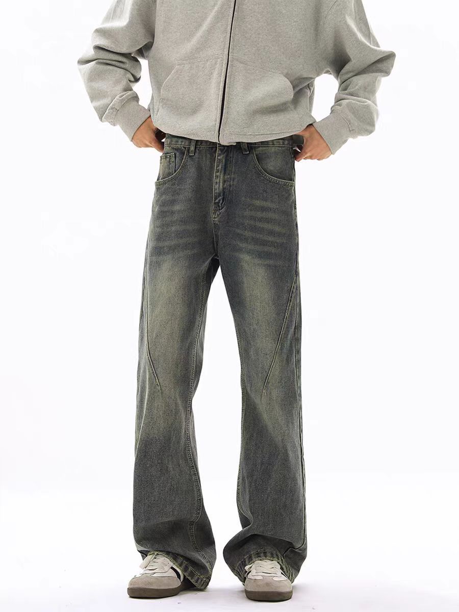 Japanese Brand × Jean Vintage washed whiskering straight-leg jeans Size US 30 / EU 46 - 5 Thumbnail