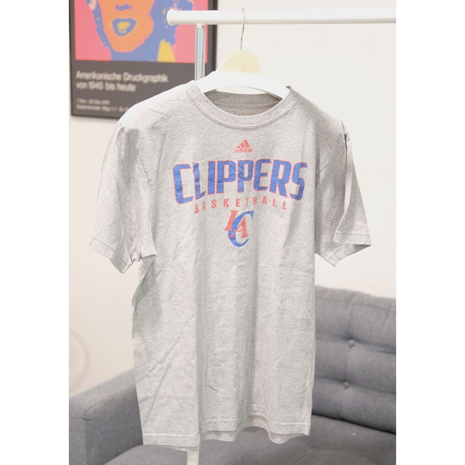 Adidas Adidas LA Clippers NBA T-Shirt Mens Large Gray Sport Graphic Size US L / EU 52-54 / 3 - 1 Thumbnail