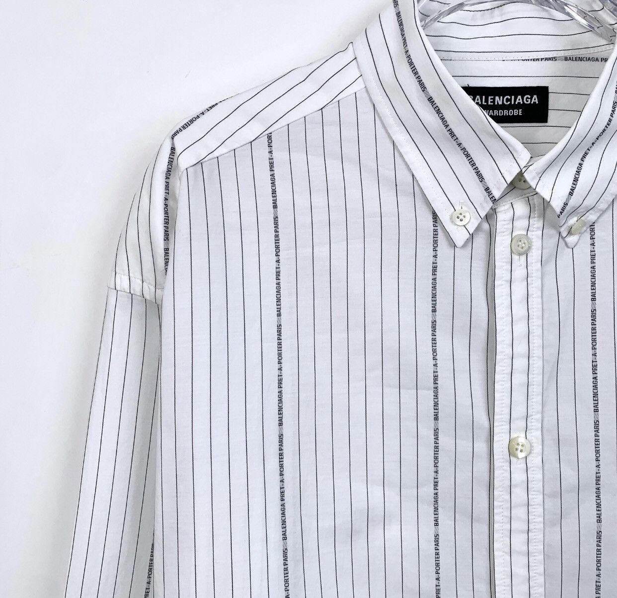 Balenciaga Balenciaga white logo letter cotton lapel long sleeved shirt Size US M / EU 48-50 / 2 - 3 Thumbnail