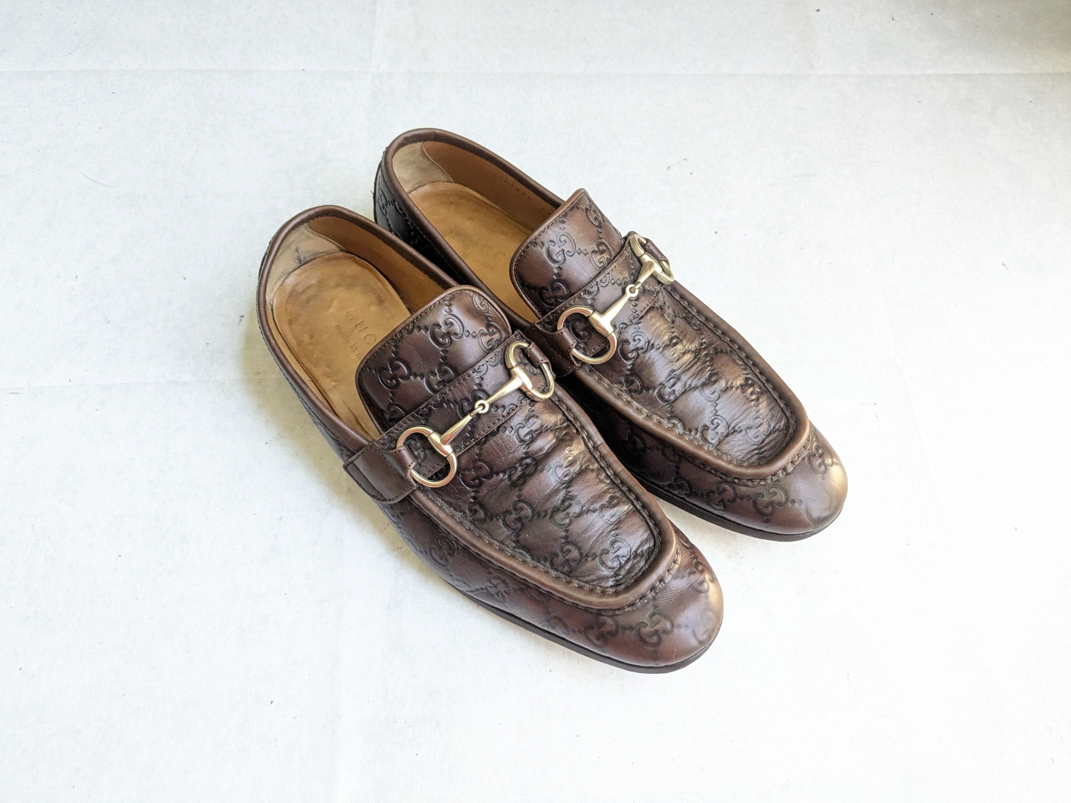 Gucci Gucci Horsebit Loafers Brown Monogram Leather 11 GG Logo Size US 11 / EU 44 - 1 Thumbnail