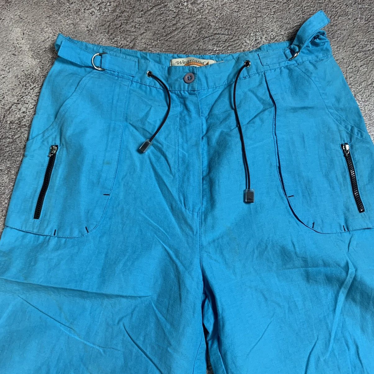 Vintage Vintage 90s Baggy Cargo Parachute Pants Bright Blue Y2K 30 Size 30" / US 8 / IT 44 - 3 Thumbnail