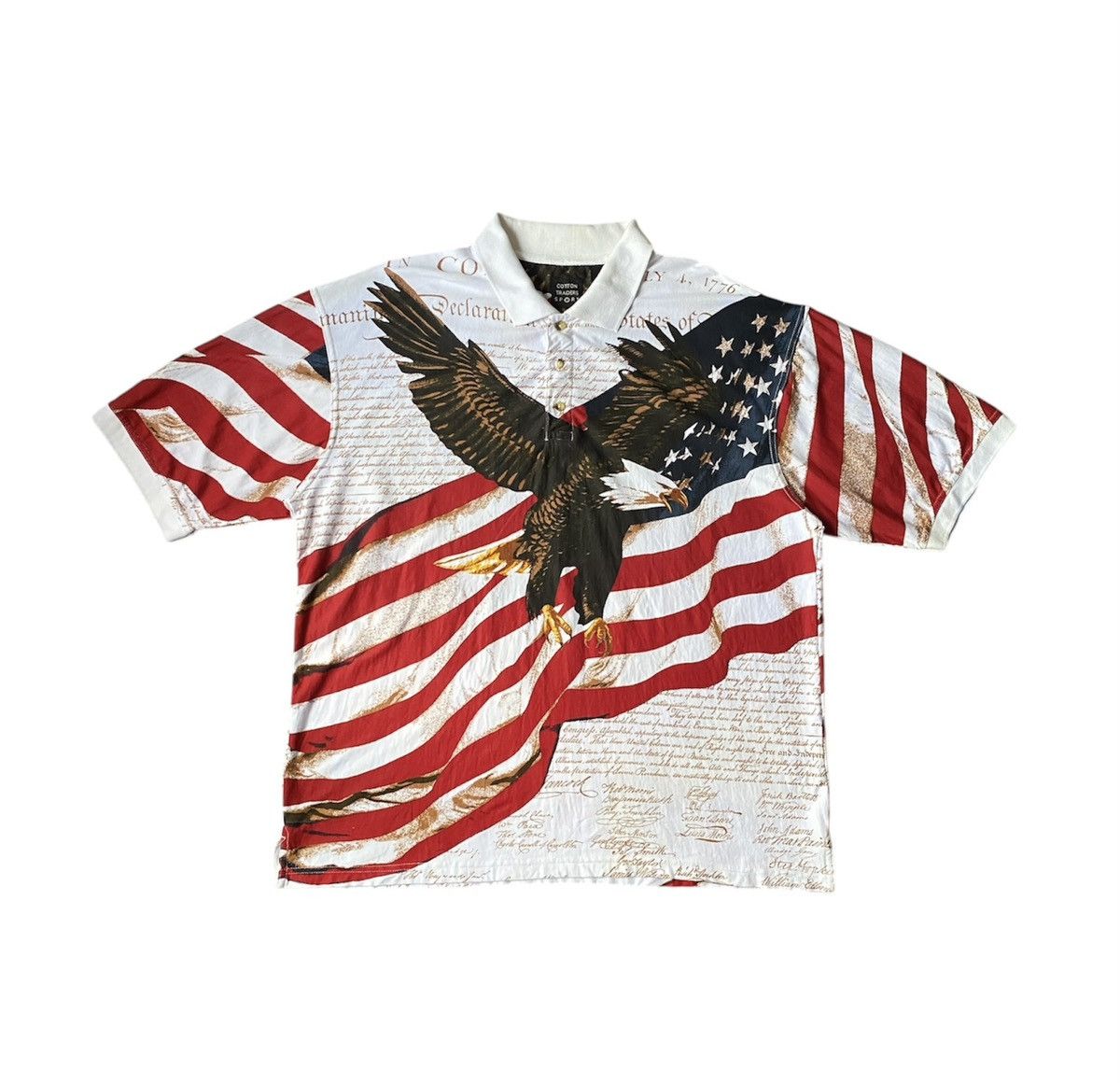 Cotton Traders × Vintage Cotton Traders USA Flag Eagle AOP Polo Shirt Size US XL / EU 56 / 4 - 1 Thumbnail