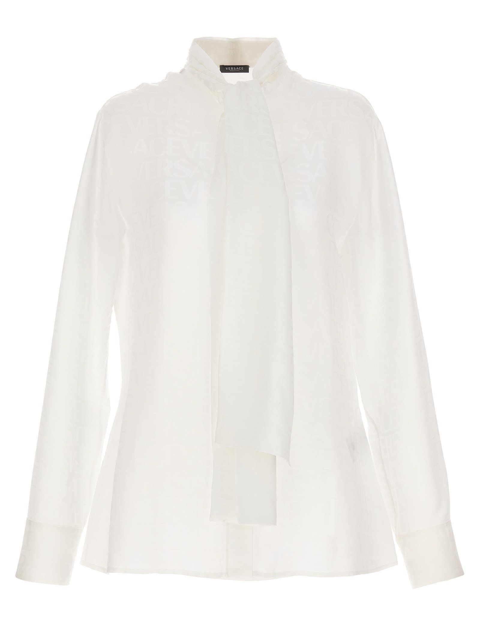 Versace o1s22i1n1024 Versace Allover Lavalliere Shirt in White Size XS / US 0-2 / IT 36-38 - 1 Thumbnail