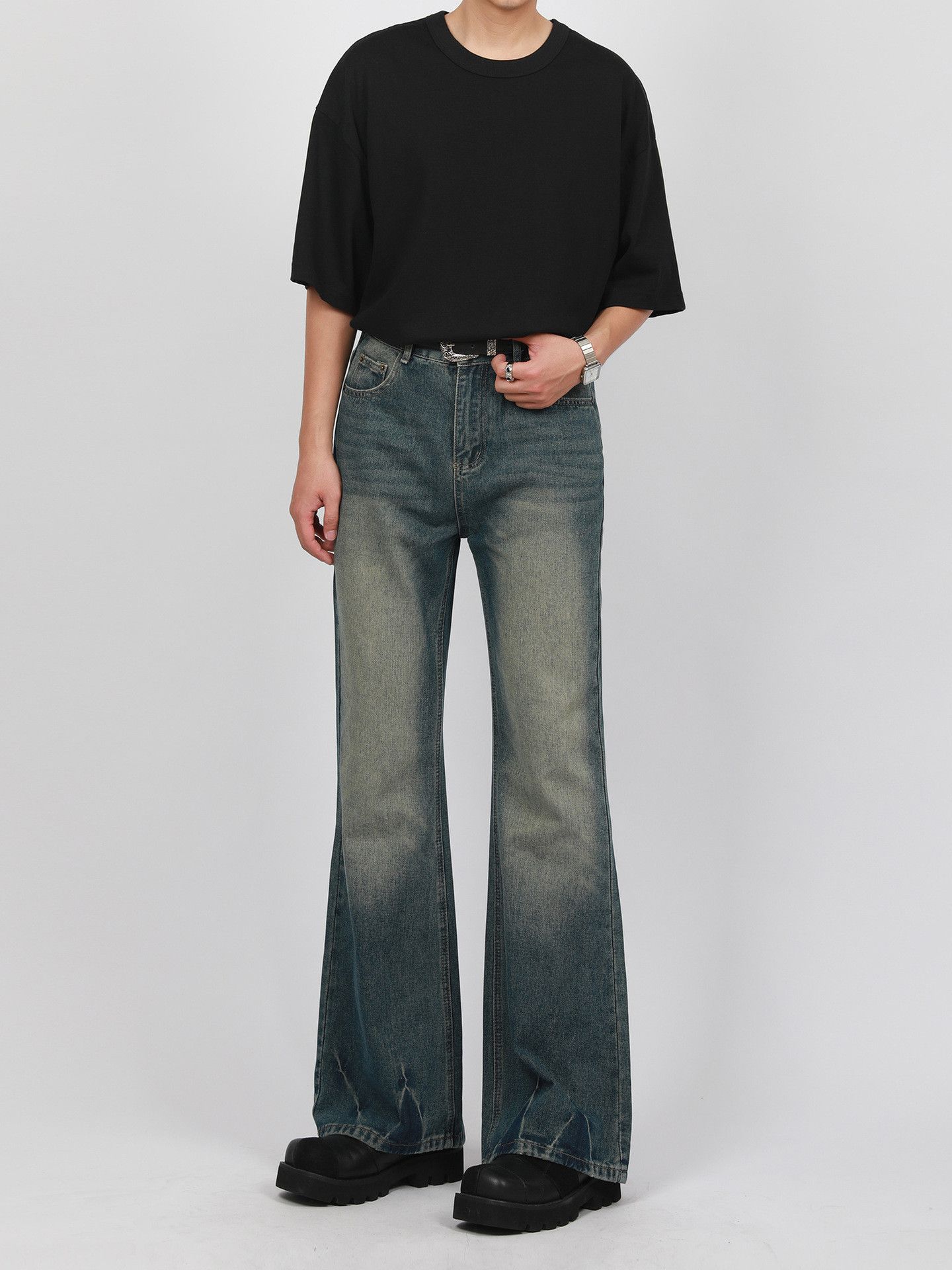 Japanese Brand × Jean American retro distressed all-match washed flared jeans Size US 32 / EU 48 - 1 Thumbnail