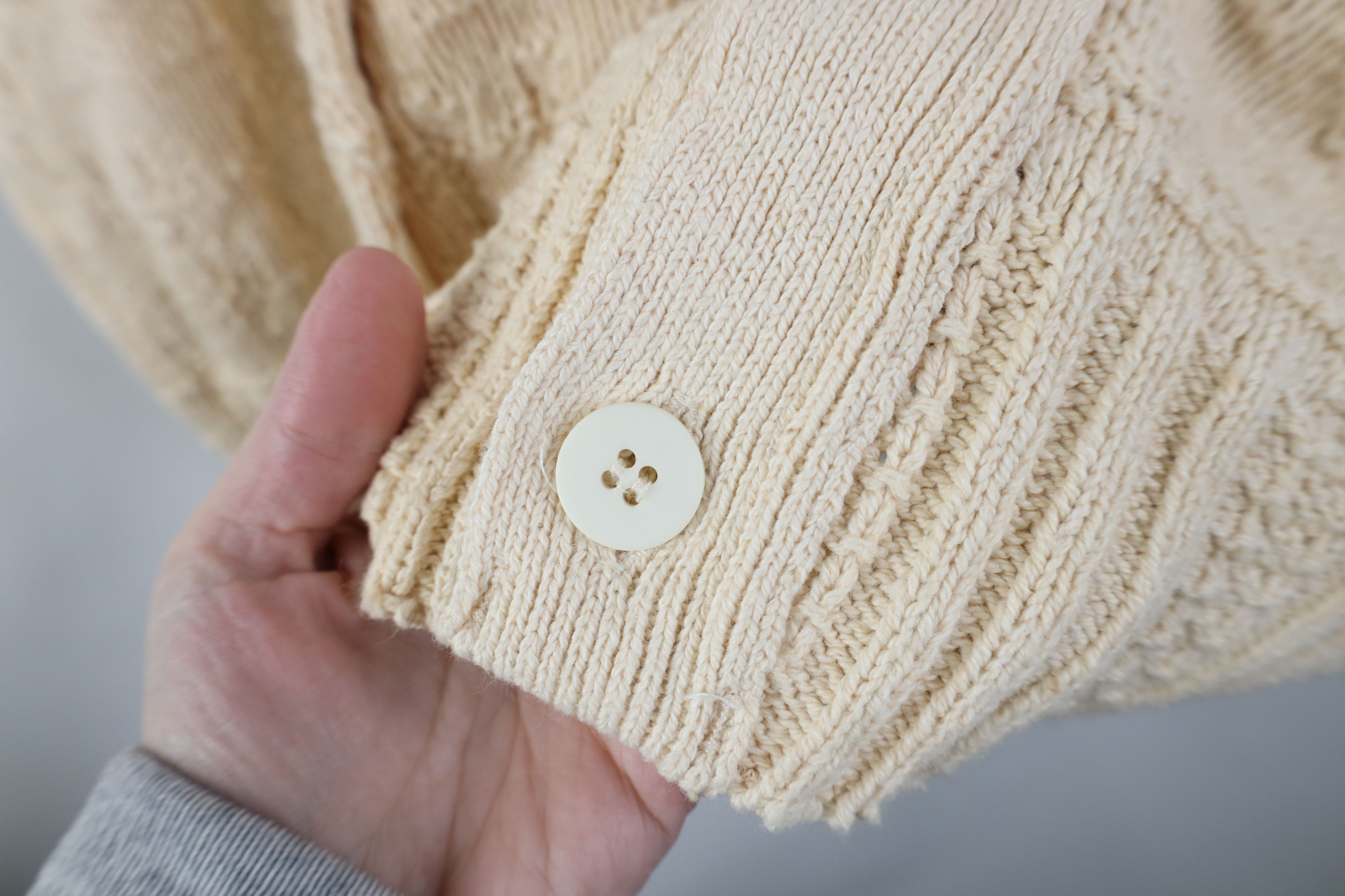 Vintage Vintage 90s Streetwear Geometric Cardigan Sweater Beige USA Size US XL / EU 56 / 4 - 4 Thumbnail