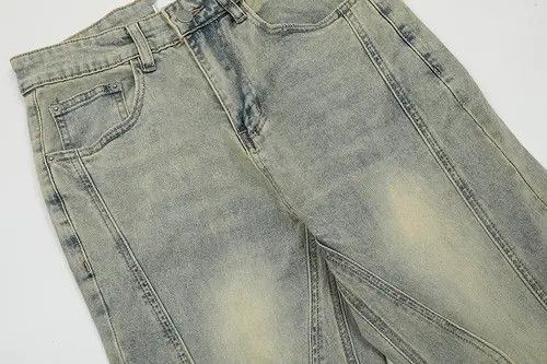 Japanese Brand Yellow washed striped flare Jeans Size US 28 / EU 44 - 3 Thumbnail