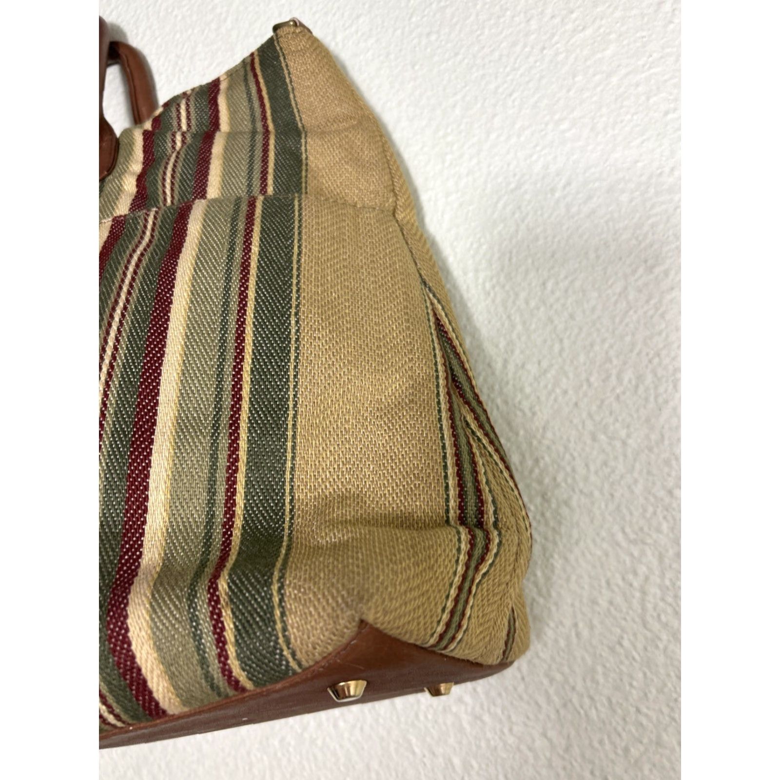 J. Jill J. Jill Tote Bag Multicolor Striped Canvas Leather 16x13x5 Womens Vacation Size ONE SIZE - 5 Thumbnail