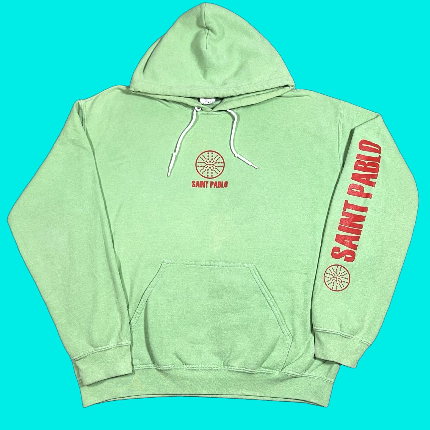 Gildan Saint Pablo Hoodie Mens M Green Sweatshirt Concert 2016 Tour Merch Kanye West Shirt Hooded Pockets Logo Graphic Print Size US M / EU 48-50 / 2 - 1 Thumbnail