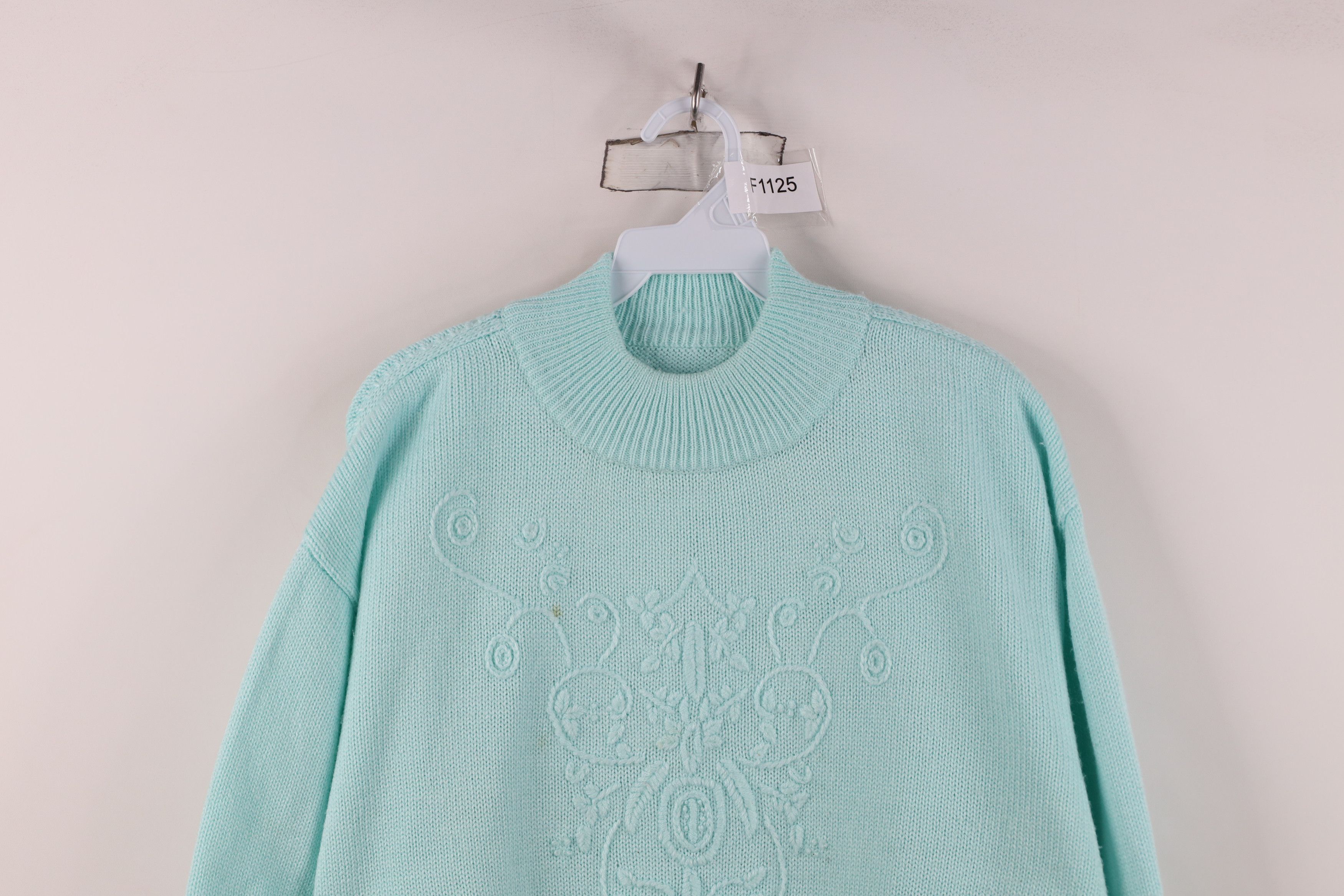Vintage Vintage 90s Streetwear Embroidered Flower Knit Sweater Size XXL / US 16-18 / IT 52-54 - 2 Thumbnail