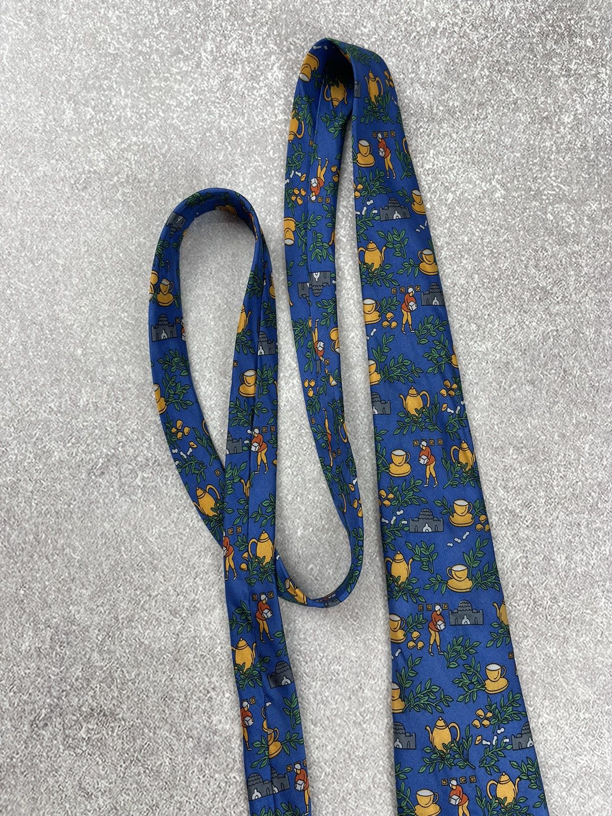 Hermes × Vintage Vintage Hermes Paris Silk Tie Blue Size ONE SIZE - 3 Thumbnail
