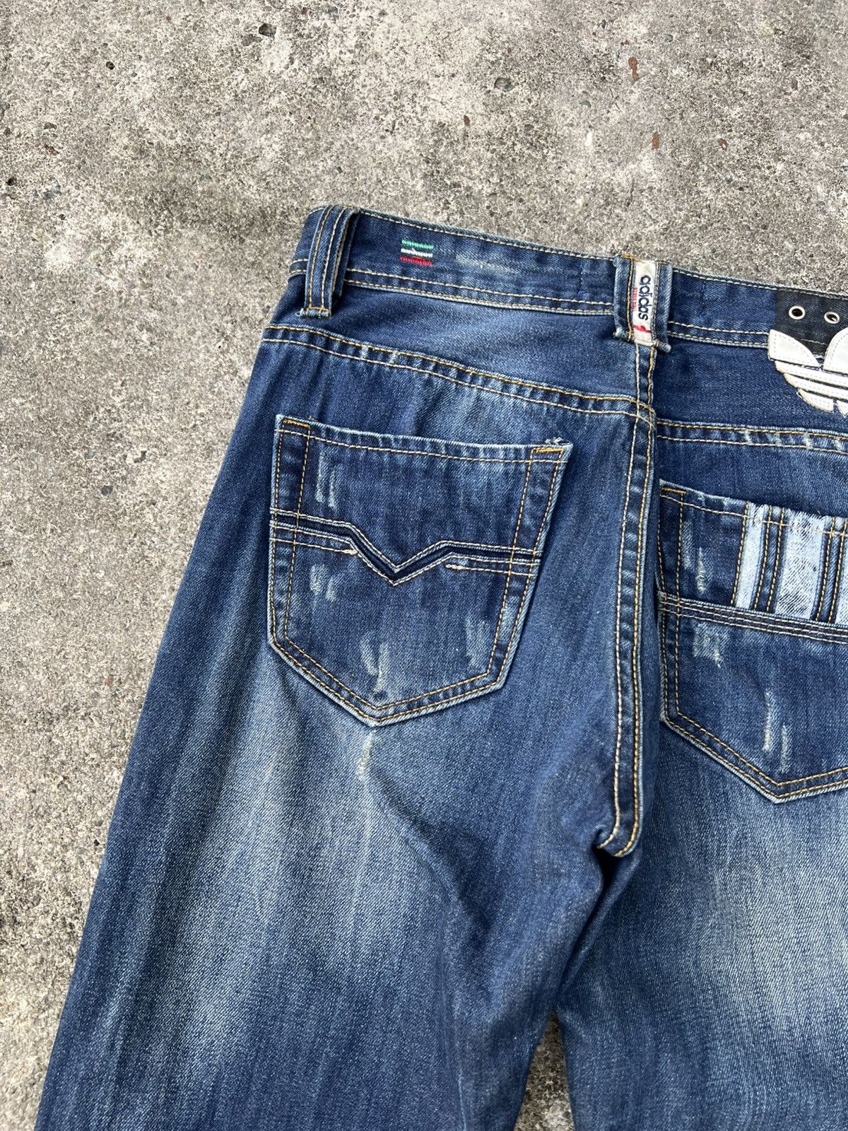 Adidas × Diesel 💥Vintage Diesel Industry x Adidas Distress Jean Size US 29 - 16 Thumbnail