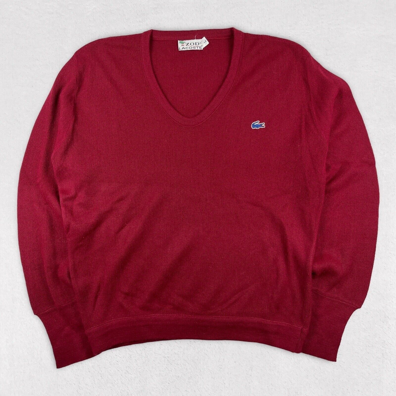 Vintage 70s Izod Lacoste V Neck Knit Sweater Large Alligator Logo | Grailed