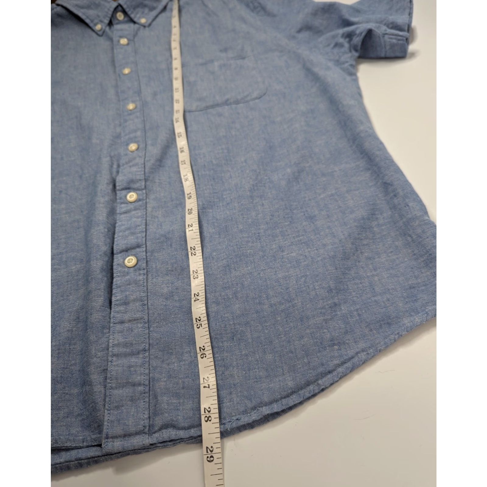 Croft & Barrow VINTAGE Croft & Barrow Linen Shirt Mens L Short Sleeve Button-Down Blue Easy Care Size US L / EU 52-54 / 3 - 3 Thumbnail