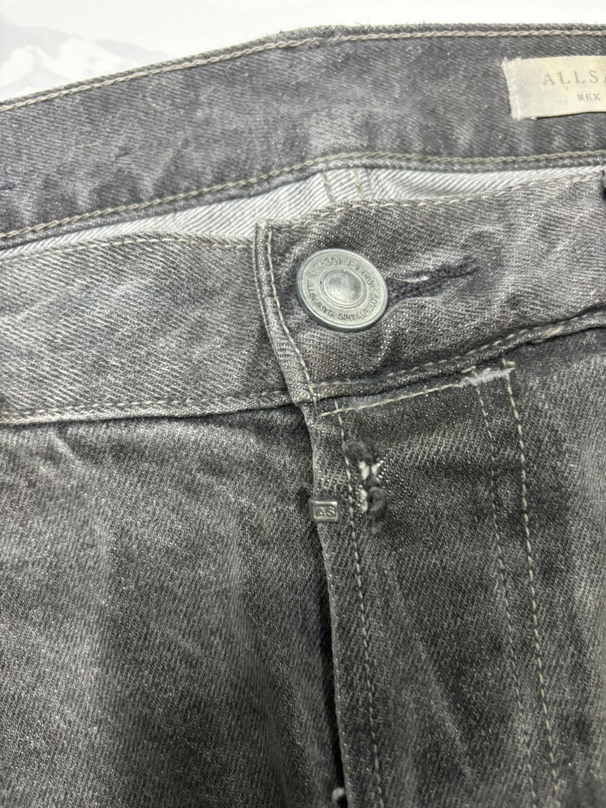 Allsaints 🔥ALLSAINTS WAXED BLACK DISTRESSED DENIM JEANS Size US 32 / EU 48 - 8 Thumbnail
