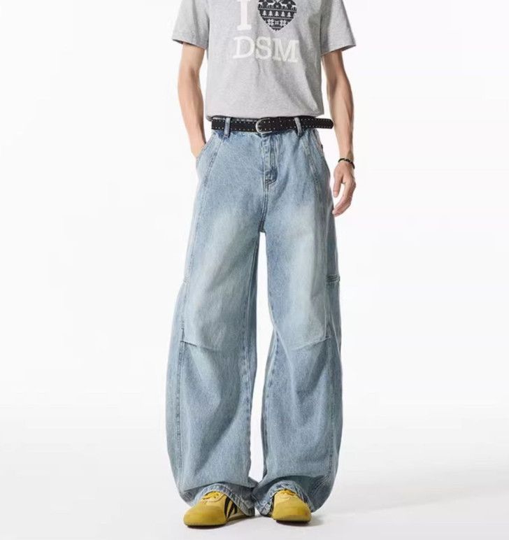 Japanese Brand American retro blue loose straight-leg scimitar jeans Size US 32 / EU 48 - 1 Thumbnail