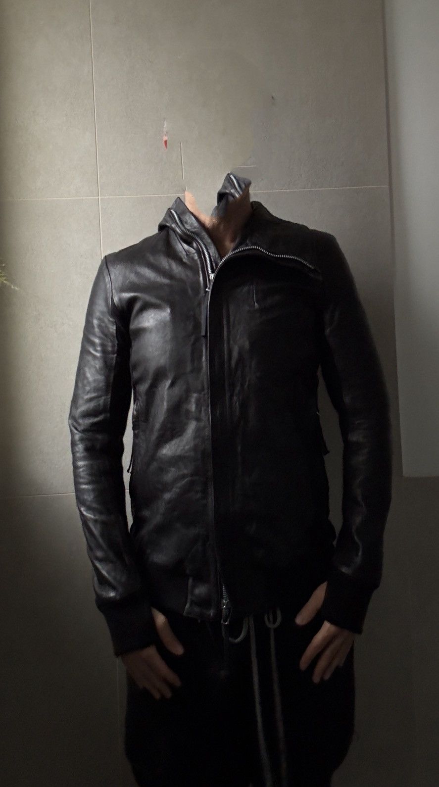 Boris Bidjan Saberi Leather Ninja Hoodie Size S fits M Size US S / EU 44-46 / 1 - 1 Thumbnail
