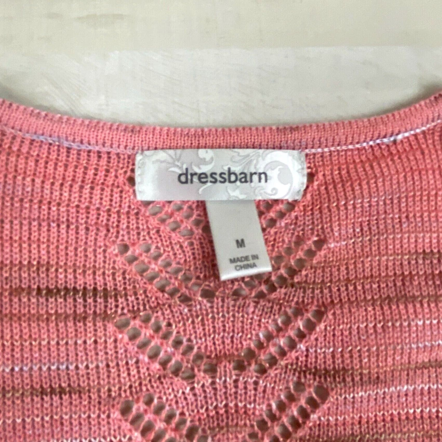 Vintage Dressbarn Womens Medium Pink Cardigan Sweater 3/4 Sleeves Open Front Acrylic Blend Size M / US 6-8 / IT 42-44 - 3 Thumbnail