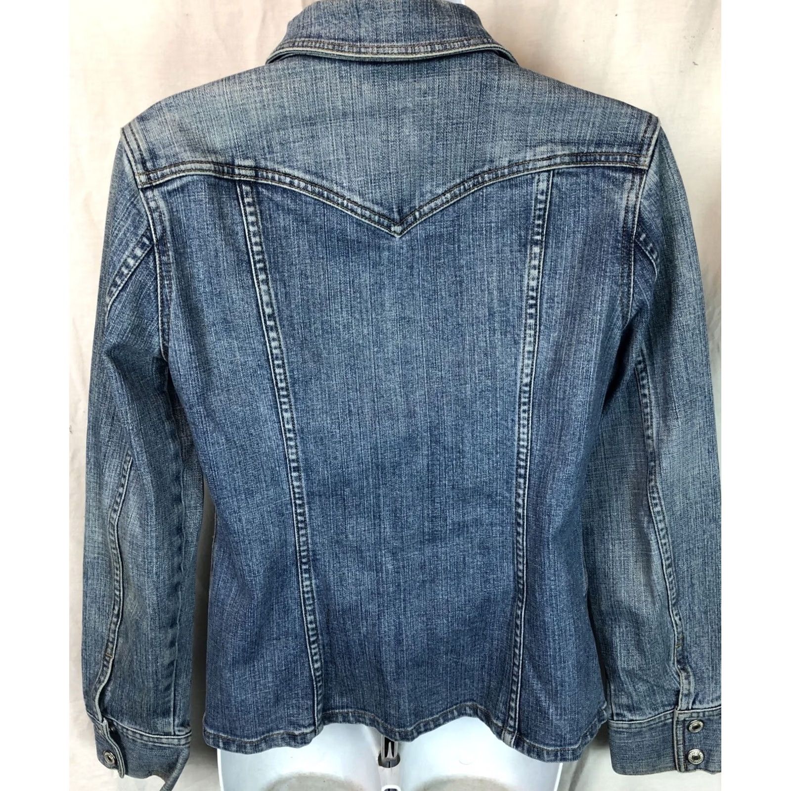 Gap Gap Jacket S Blue Jean Denim Stretch Snap Front Pockets Trucker Western Grunge Size 28" / US 6 / IT 42 - 3 Thumbnail