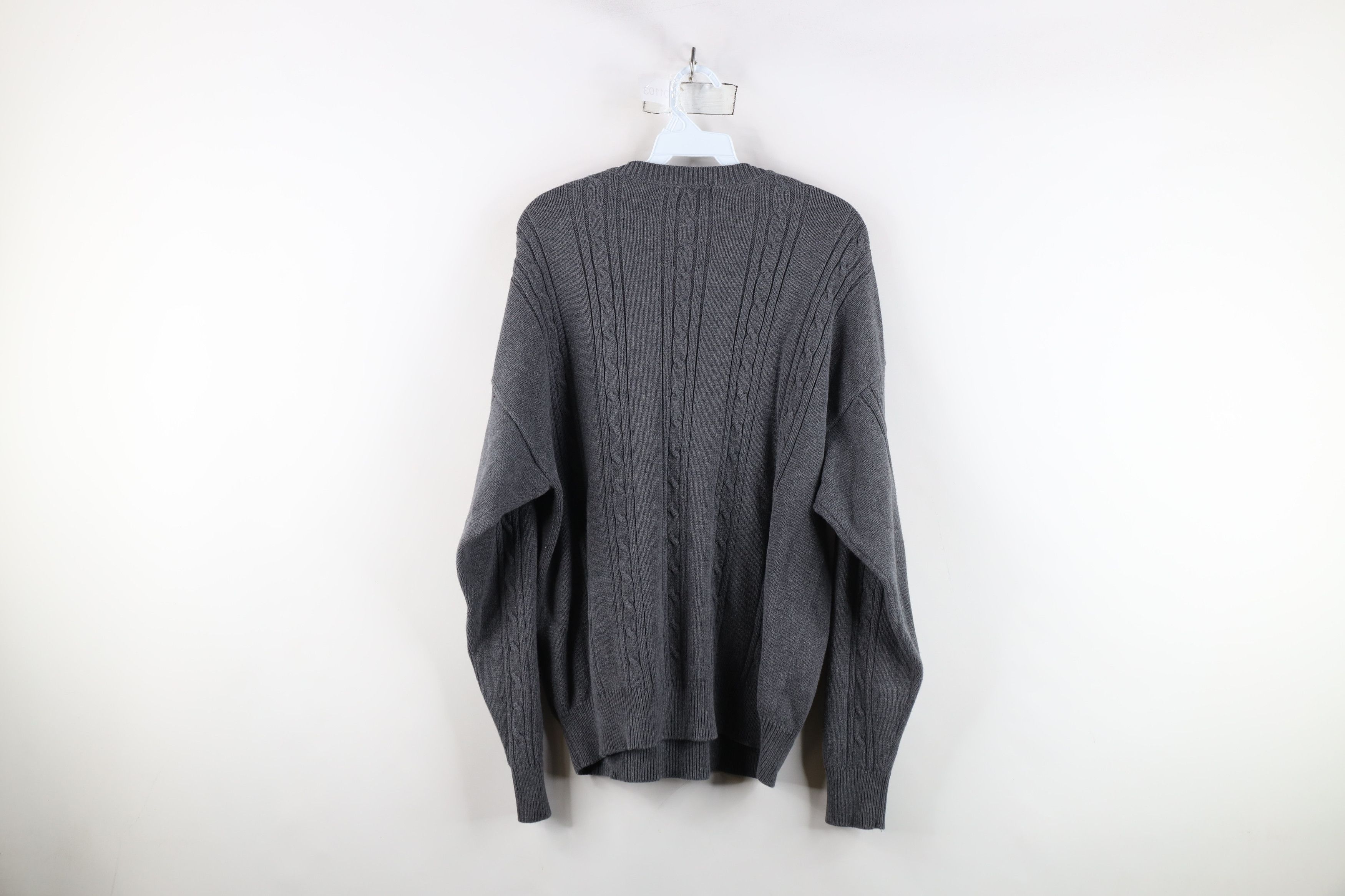 Nautica × Vintage Vintage 90s Nautica Cotton Cable Knit Crewneck Sweater Gray Size US XL / EU 56 / 4 - 8 Thumbnail