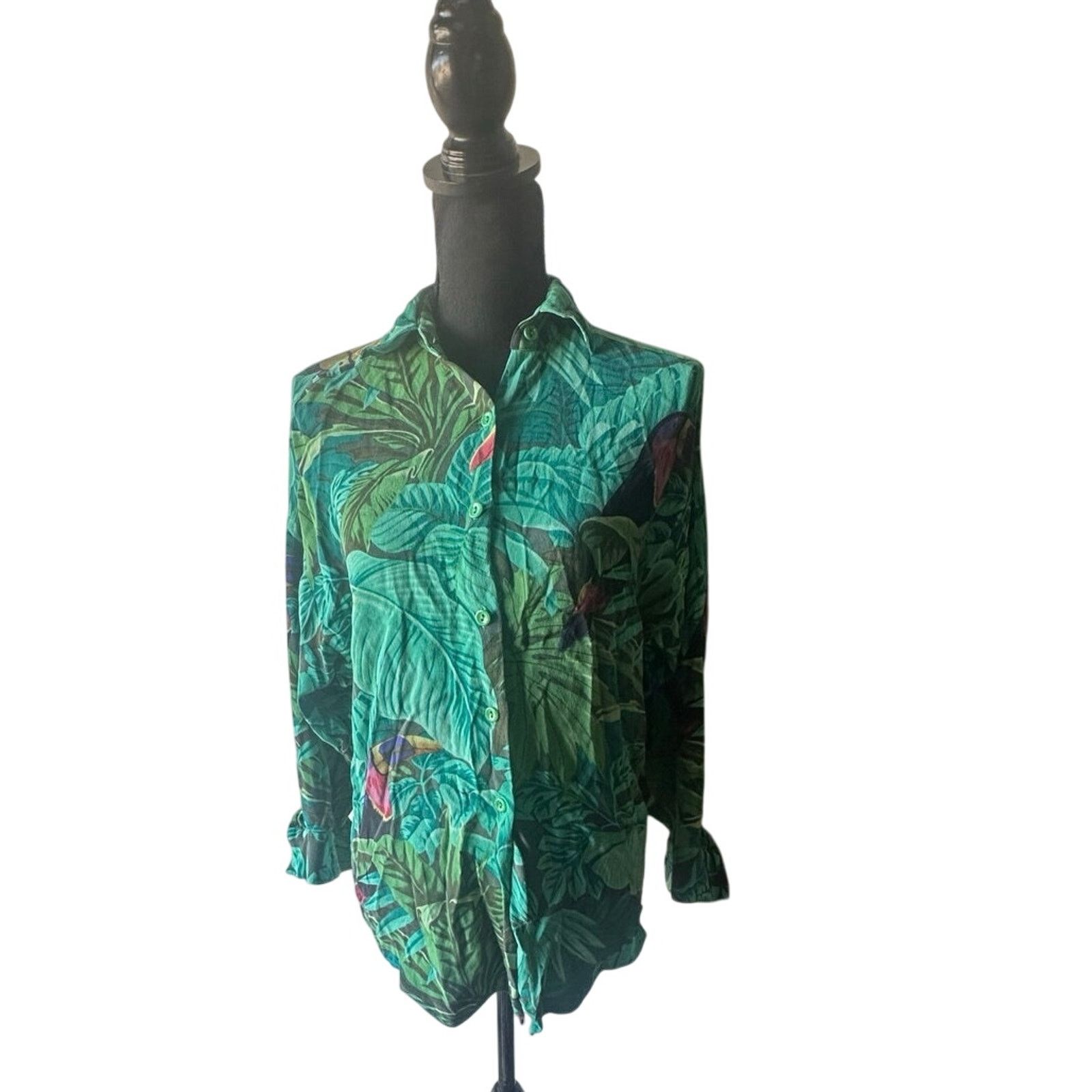 Ellen Tracy Linda Allard Ellen Tracy Tropical Button-Down Shirt Toucan Size S / US 4 / IT 40 - 1 Thumbnail