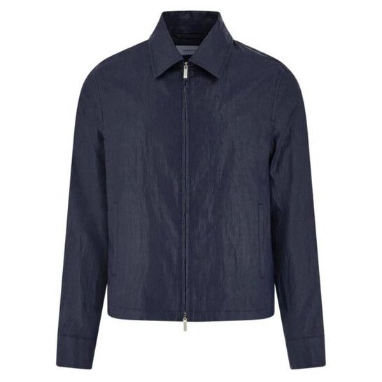 Salvatore Ferragamo o1s1rm0126 Linen Blouson Jacket in Blue Size US S / EU 44-46 / 1 - 1 Thumbnail