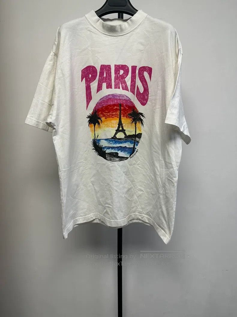 Balenciaga Balenciaga Hand-painted letter beach pattern print T-shirt Size US L / EU 52-54 / 3 - 1 Thumbnail