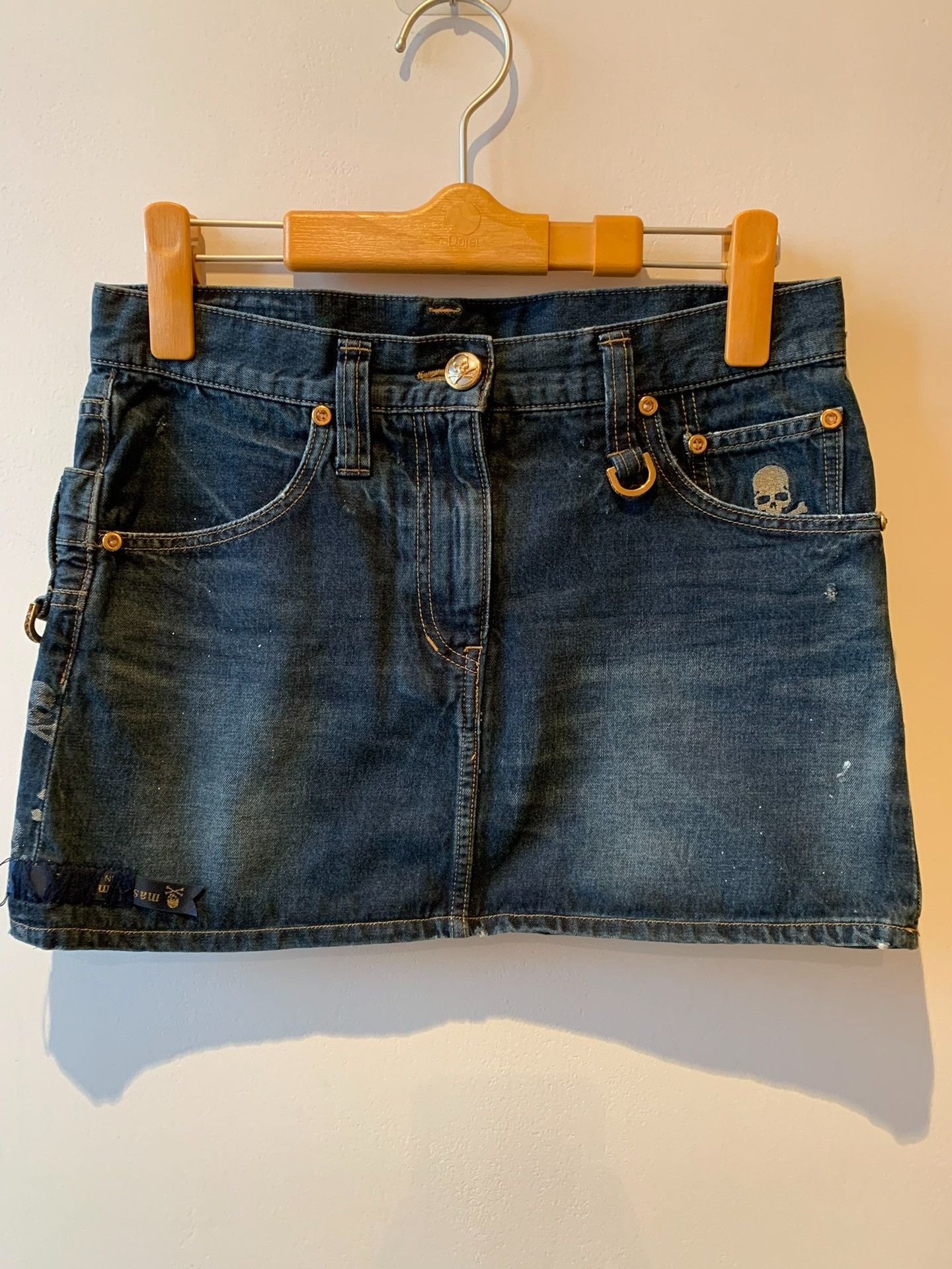 Mastermind Japan blue denim mini skirt with embellishments Size 23" - 1 Thumbnail