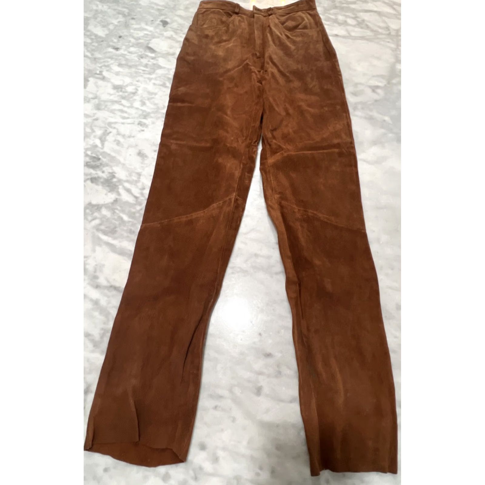 Rusty VINTAGE Lew Magram Leather Pants Women’s 8 Rusty Brown Lined Straight Inseam 30 in High Rise Brown Regular Womens Size 30" / US 8 / IT 44 - 2 Thumbnail