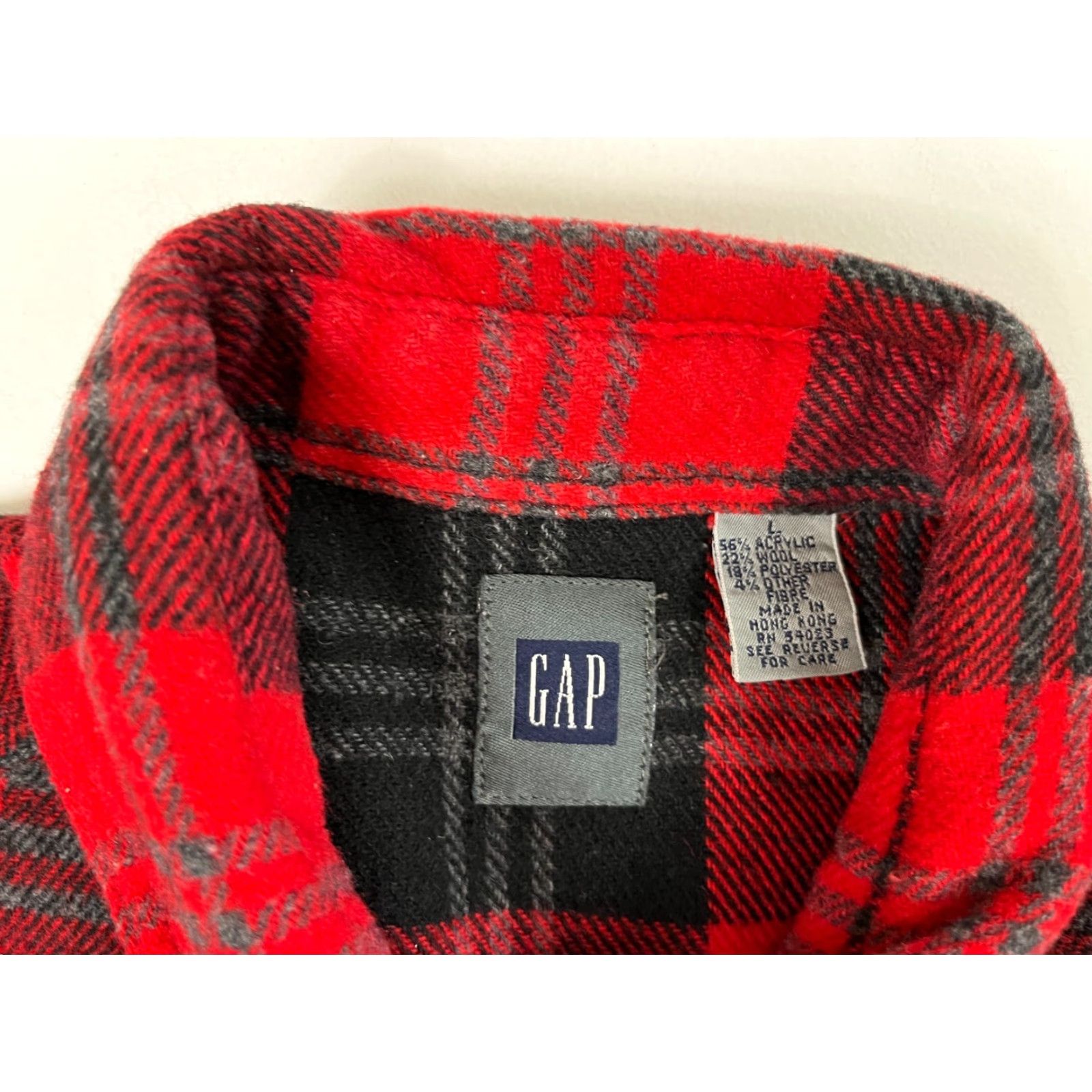 Gap VINTAGE Gap Men’s 90s Buffalo Plaid Button-Up Wool Blend Shirt L Red Plaid Parts Pockets 100% Wool? Size US L / EU 52-54 / 3 - 6 Thumbnail