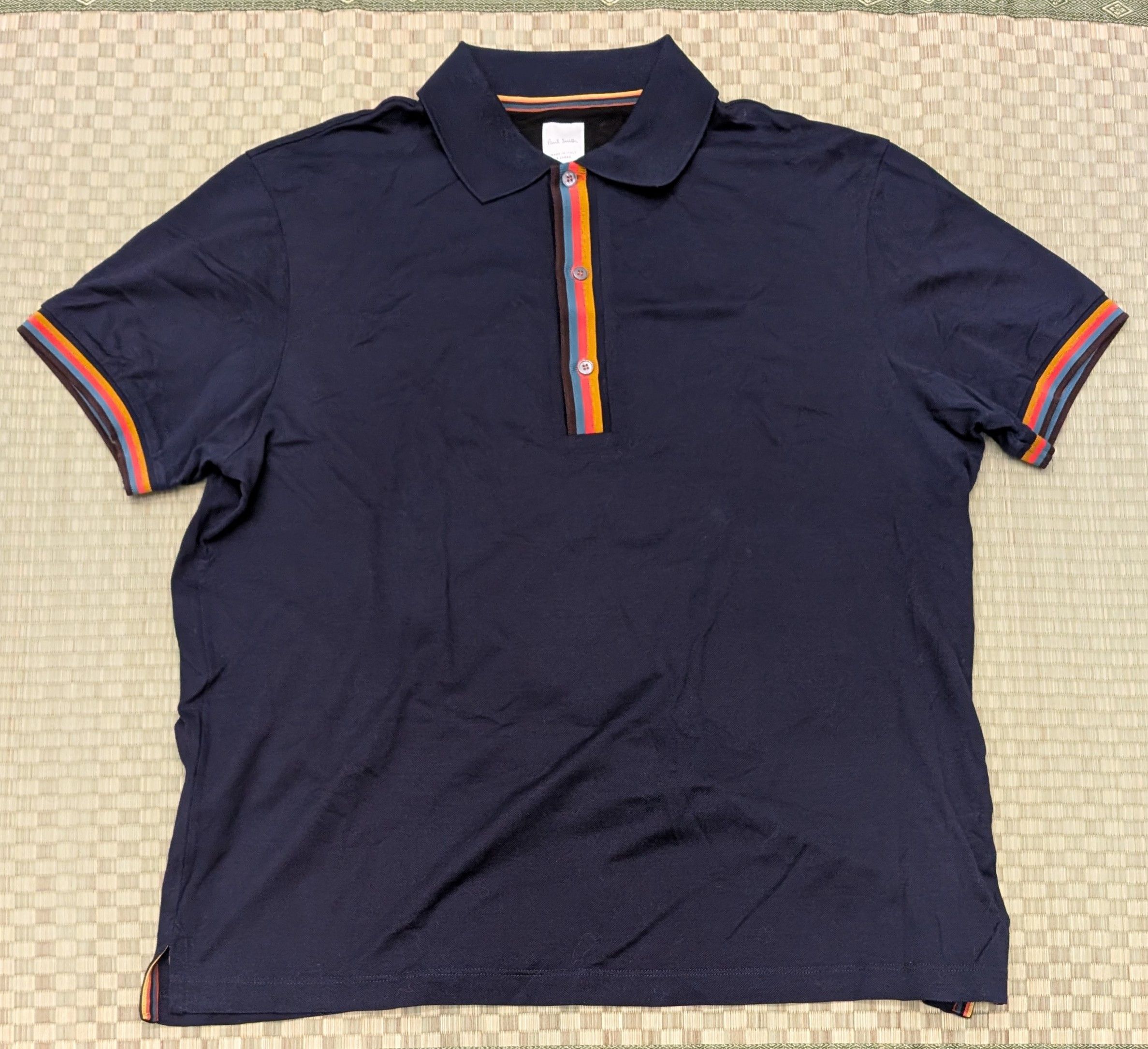 Paul Smith Paul Smith Rainbow Stripe Polo Dark Navy Made in Italy Size US XL / EU 56 / 4 - 1 Thumbnail