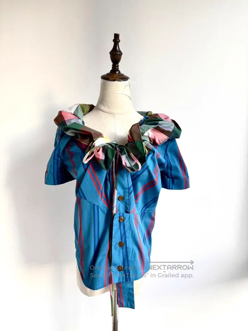 Vivienne Westwood Vivienne Westwood Vintage Blue Striped Bud Collar Short-Sl Size S / US 4 / IT 40 - 1 Thumbnail