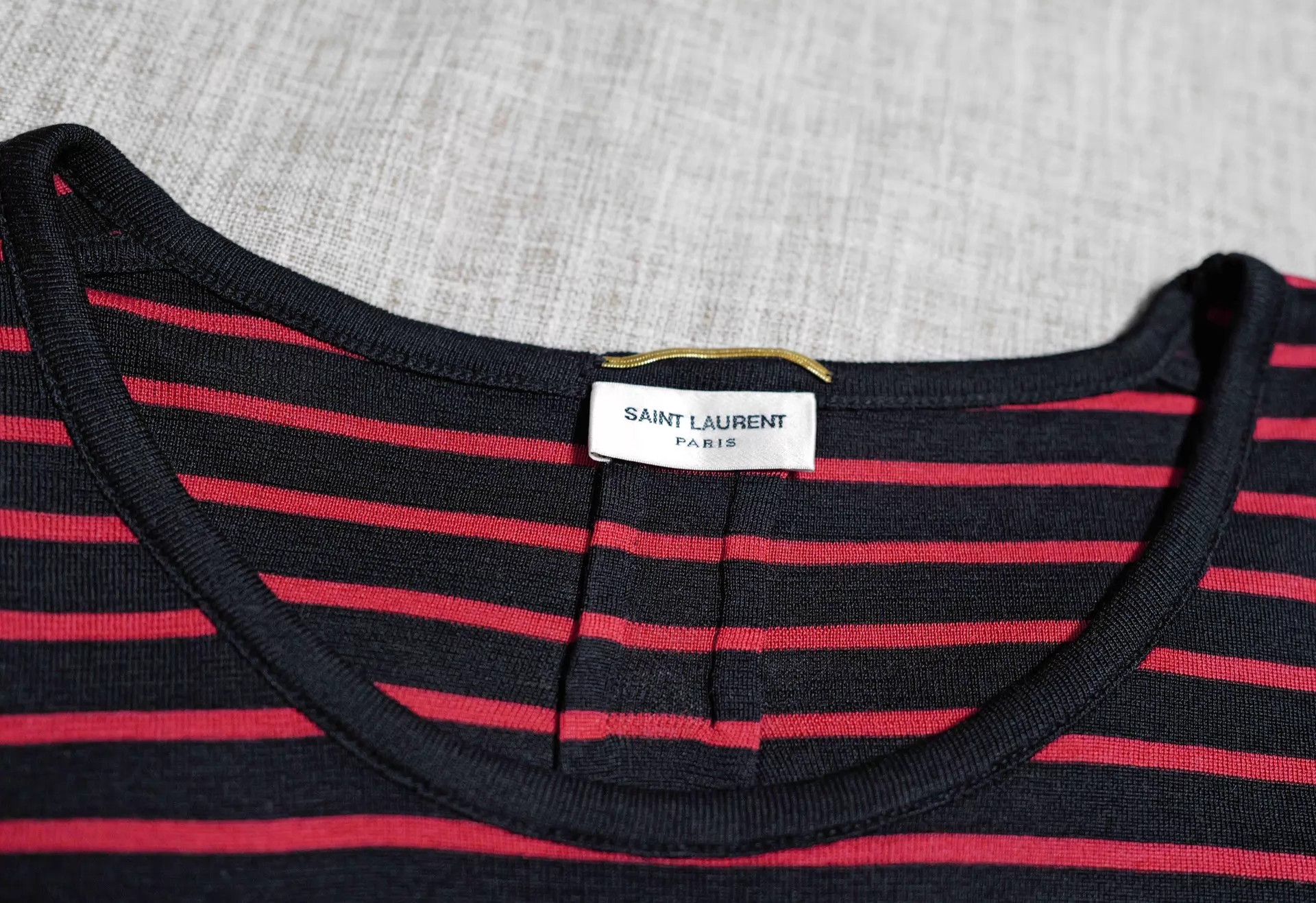 Saint Laurent Paris SLP 15AW Black Red Striped Silk Pocket Tee L Size US L / EU 52-54 / 3 - 3 Thumbnail