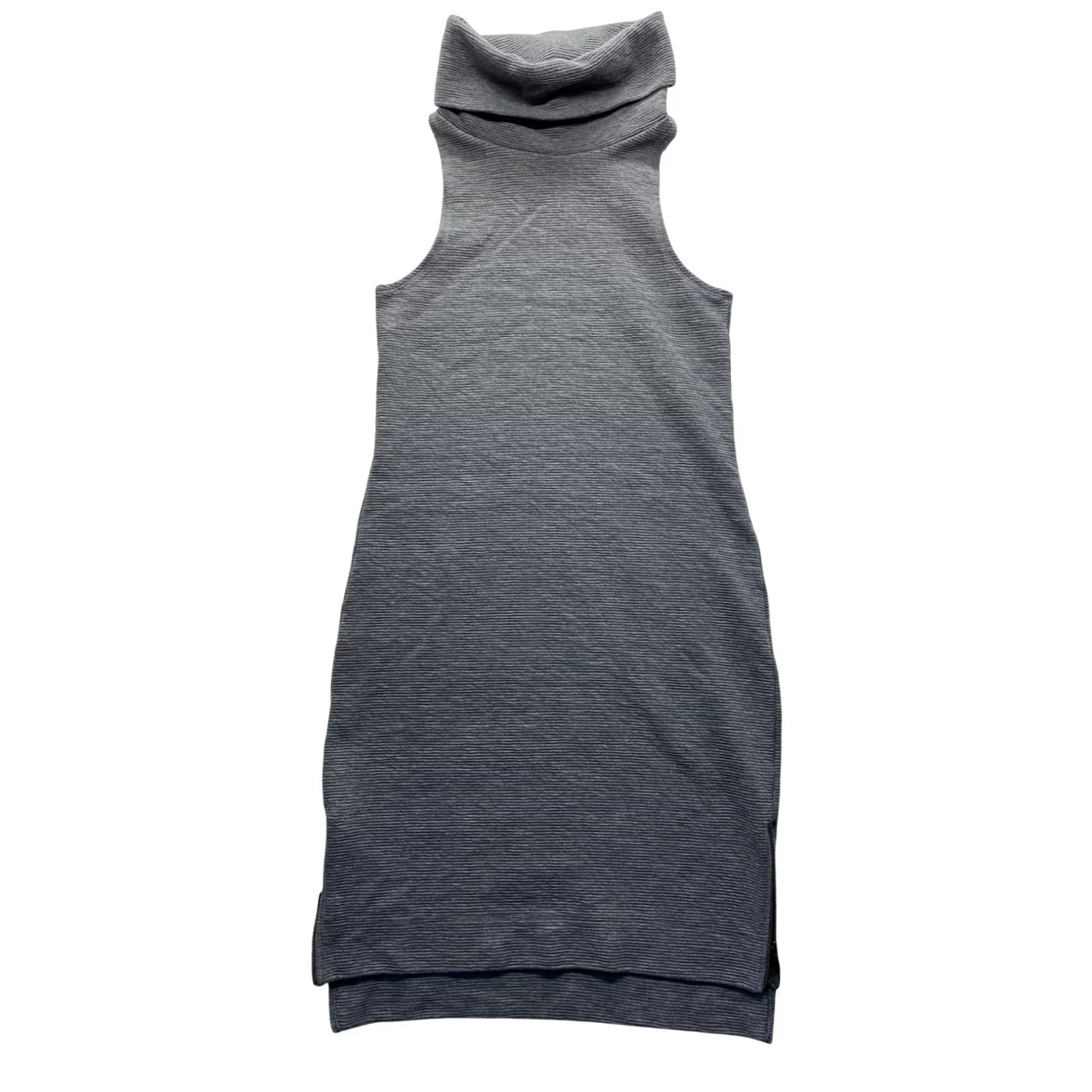 Banana Republic VINTAGE Banana Republic Gray Sleeveless Turtleneck Dress XS Women Midi Knee Length Ribbed Zippers Bodycon Size XS / US 0-2 / IT 36-38 - 2 Thumbnail