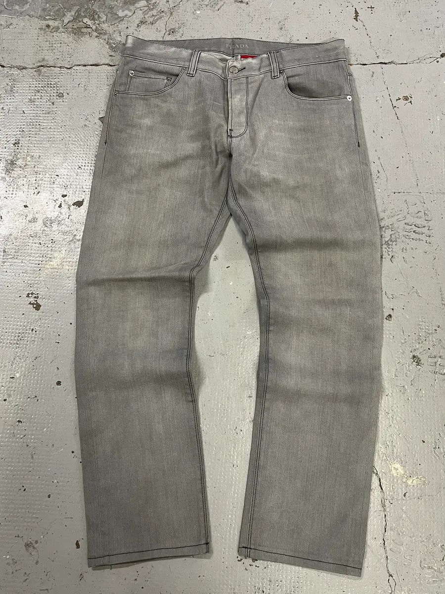 Prada AW2008 Prada Grey Denim Tapered Fit Jeans Size US 33 - 5 Thumbnail