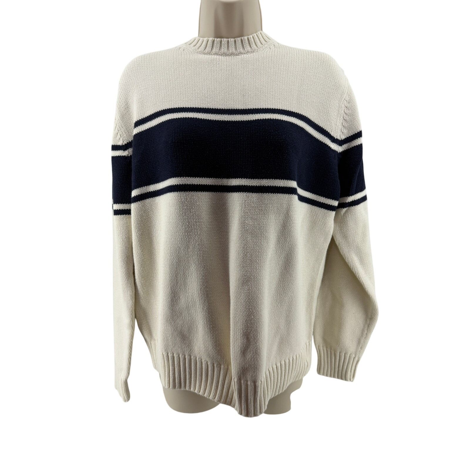 Grant Thomas Grant Thomas Sweater Men M Blue Cream Crew Neck Pullover Size US M / EU 48-50 / 2 - 1 Thumbnail
