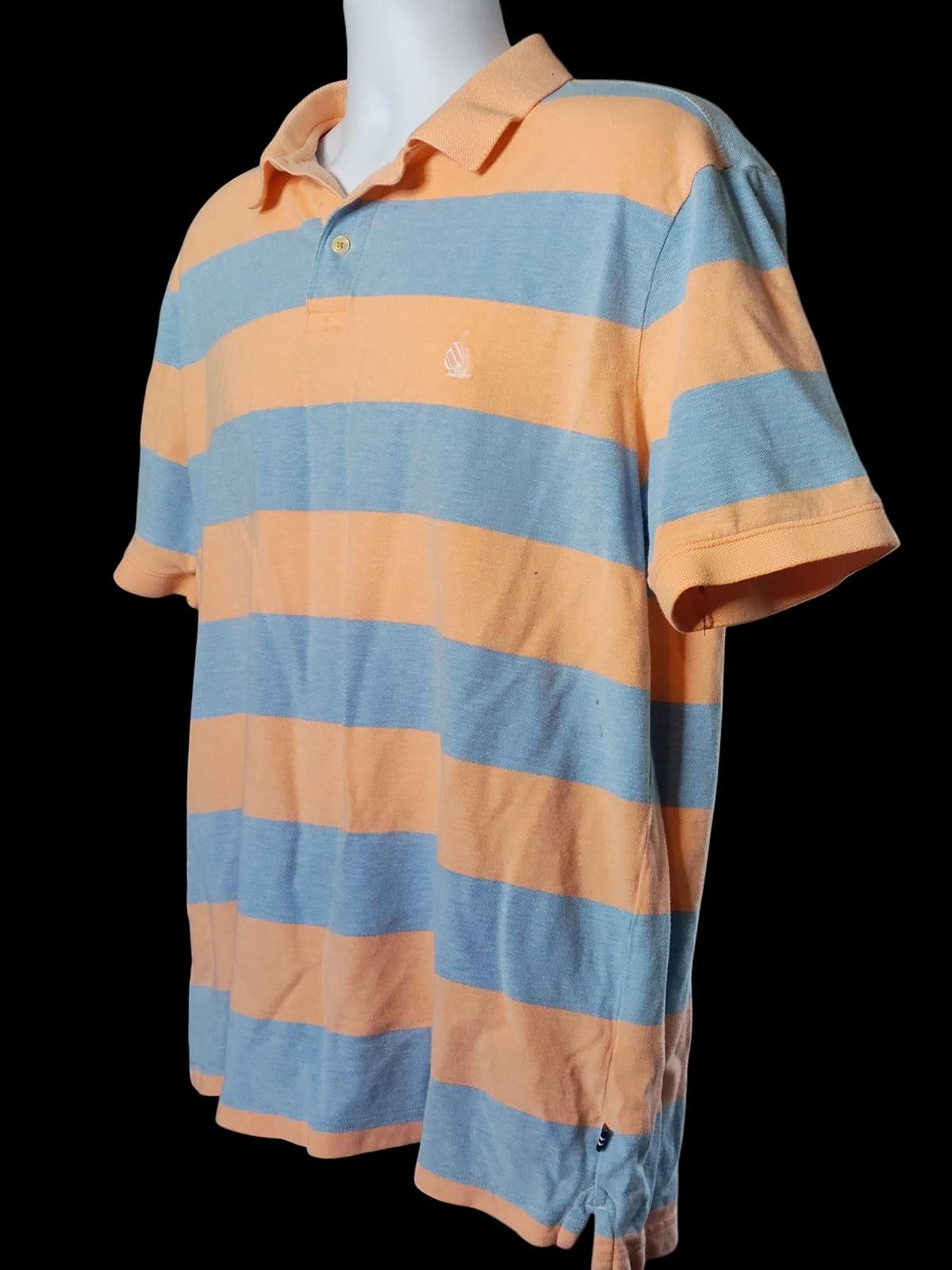 Nautica Men's Short Sleeve Polo Shirt Blue and Orange Stripes Size US L / EU 52-54 / 3 - 5 Thumbnail