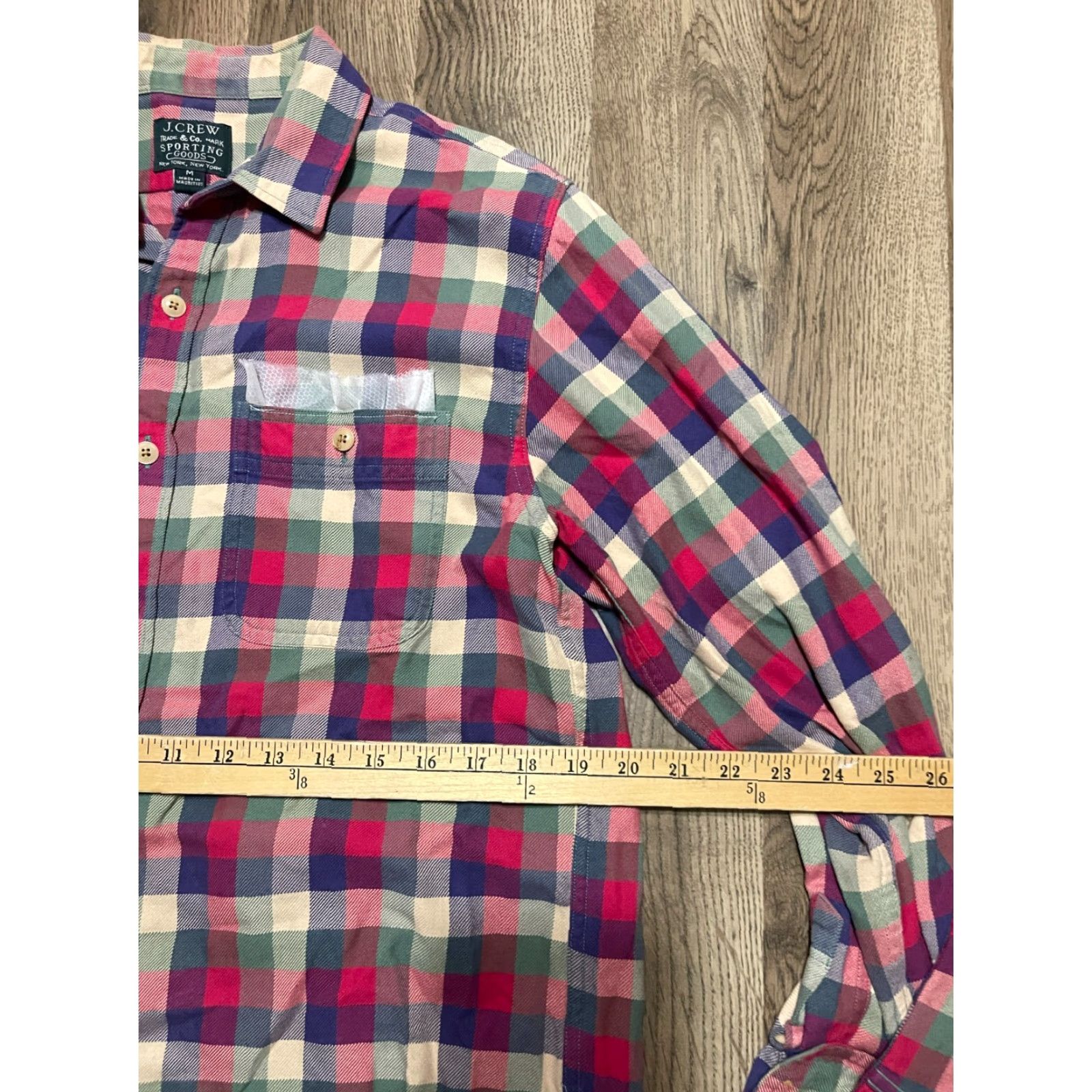 J.Crew J.CREW Shirt Women's M Multi Color Plaid Button Up Ruffled Sheer Hem Size M / US 6-8 / IT 42-44 - 6 Thumbnail