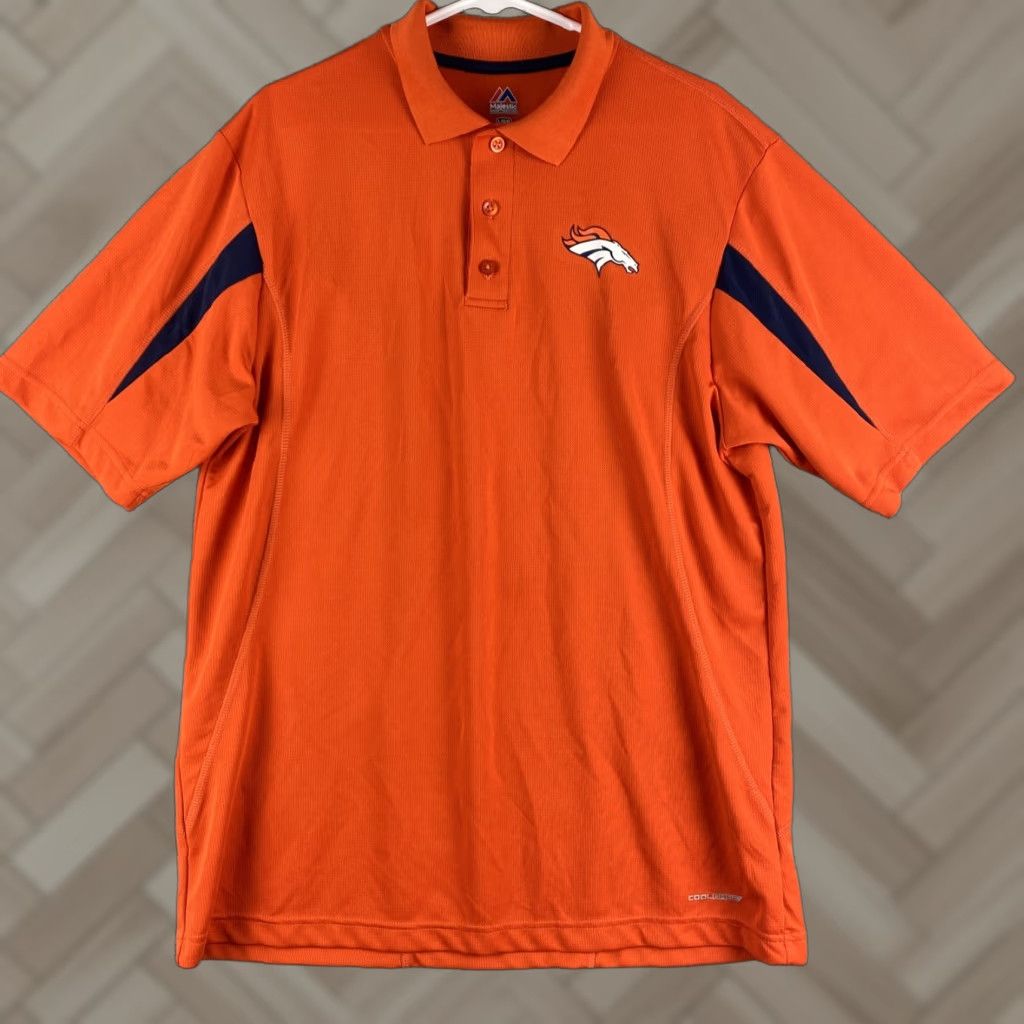 Vintage Majestic Polo Shirt Broncos Logo Short Sleeve Orange L Men’s / 58-3 Size US L / EU 52-54 / 3 - 1 Thumbnail