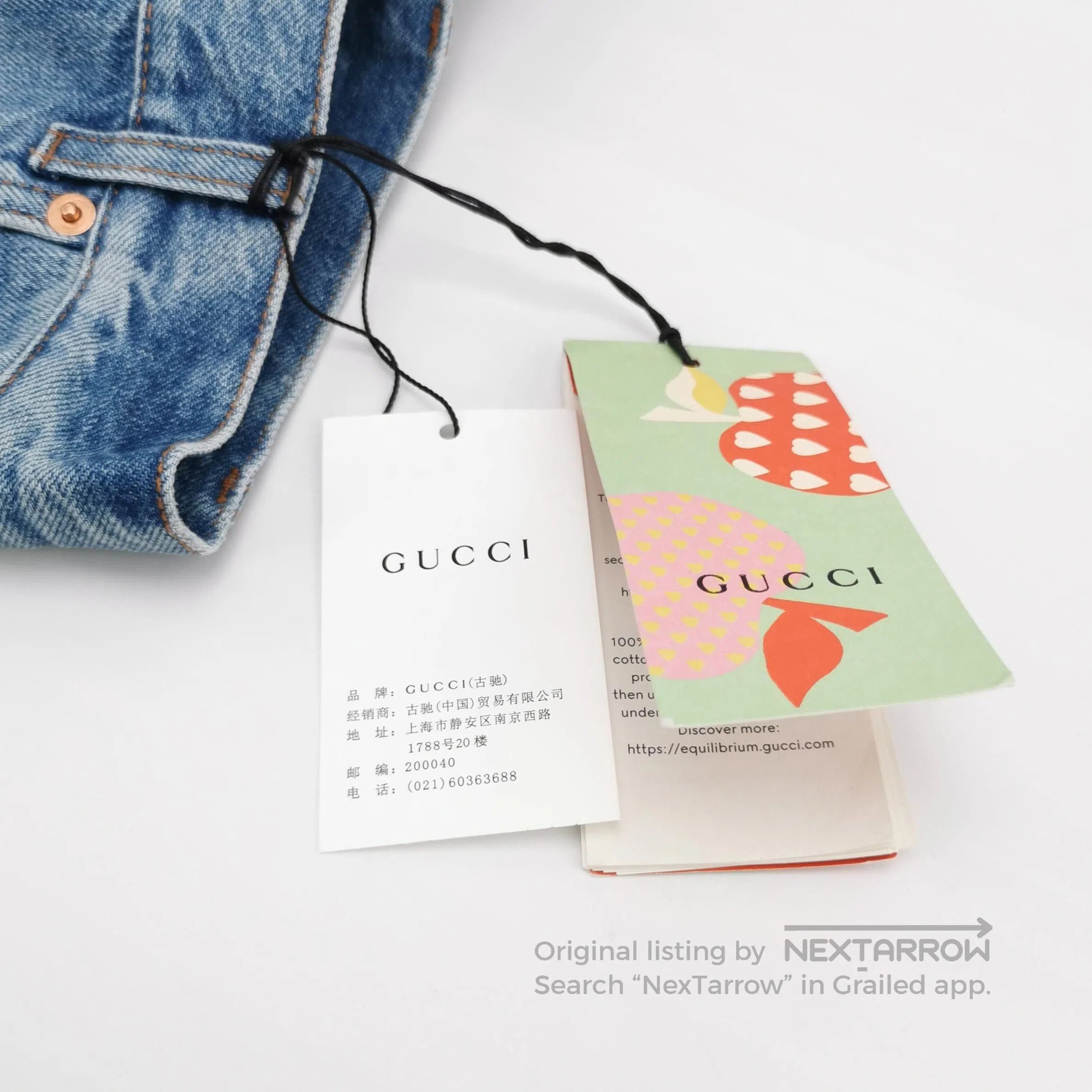 Gucci Gucci Denim Shorts w/ Apple & Double G Logo. Size 23" - 2 Thumbnail
